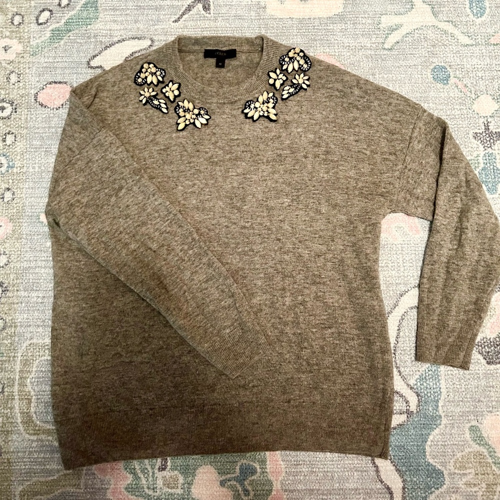 Jcrew Gemstone Crewneck sweater gray